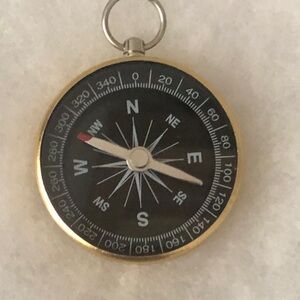 Classic Round Compass Pendant - Black & Gold